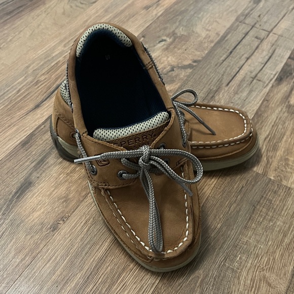 Casual Brown Boat Shoes with White Stitching - Picture 2 of 5